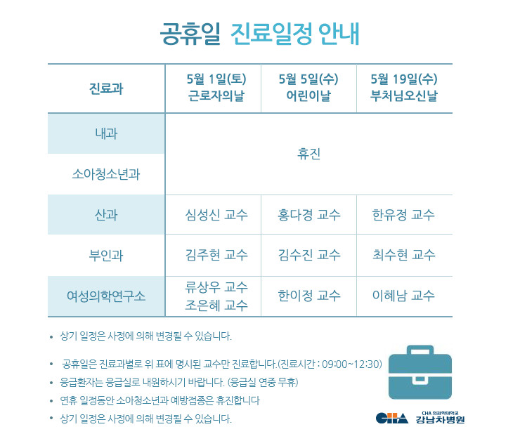 5월 휴일 진료안내